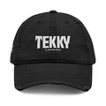 Tekky Black Distressed Embroidered Cap