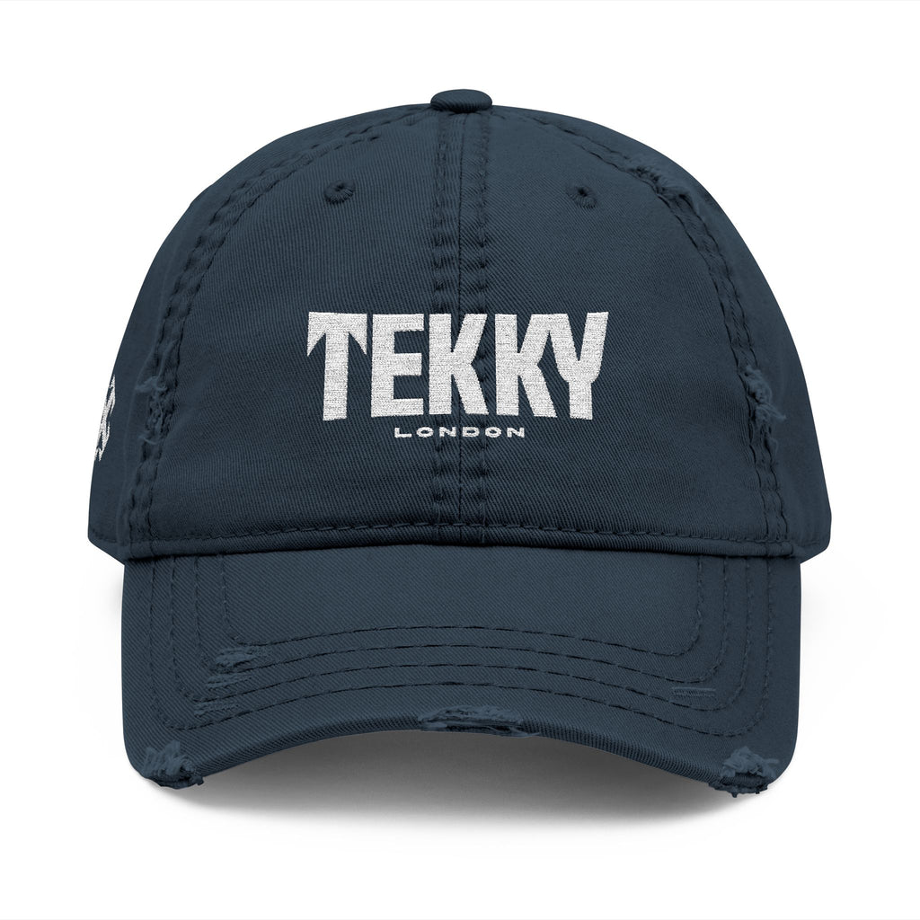 Tekky Navy Distressed Embroidered Cap