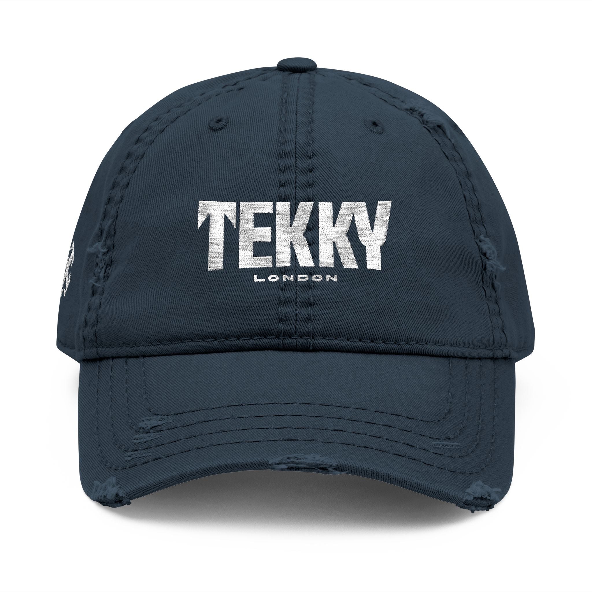 Tekky Navy Distressed Embroidered Cap