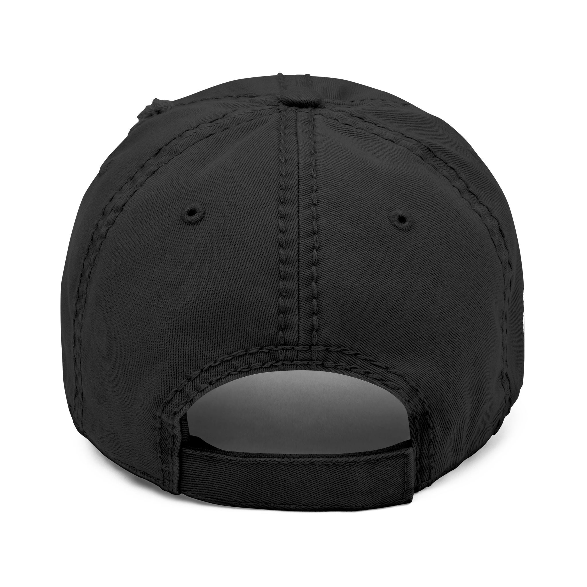 Tekky Black Distressed Embroidered Cap